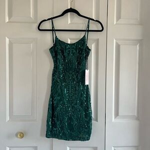 NWT Crystal Sky sequin sparkly open back mini dress